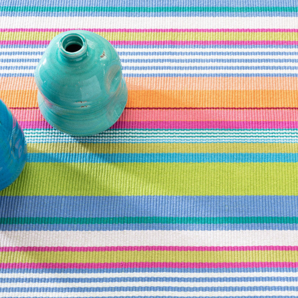 Dash & Albert Mellie Stripe Handwoven Cotton Rug, Multi, Runner-2'6" x 12'