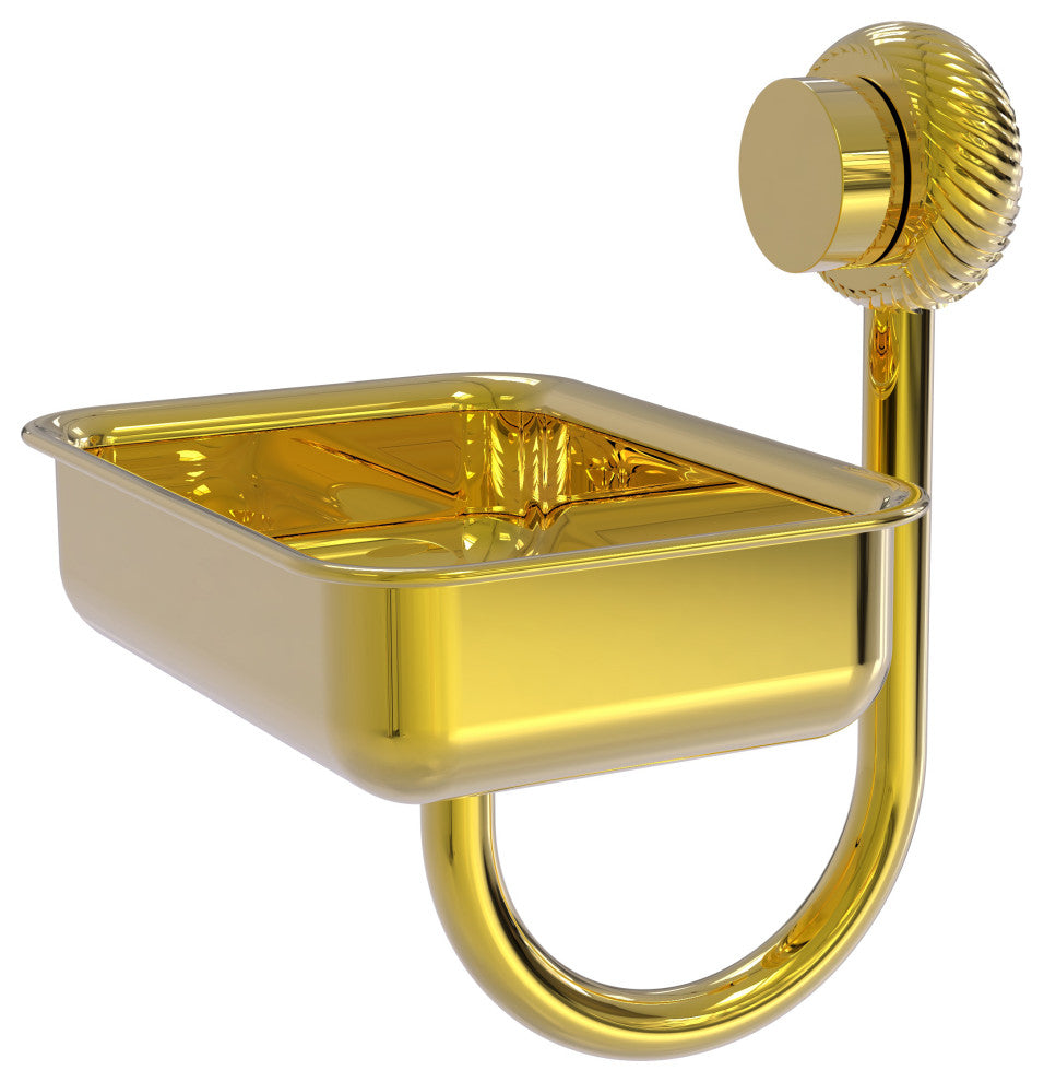 Venus Wall Mount Soap Dish With Twist Accents, Polished Brass