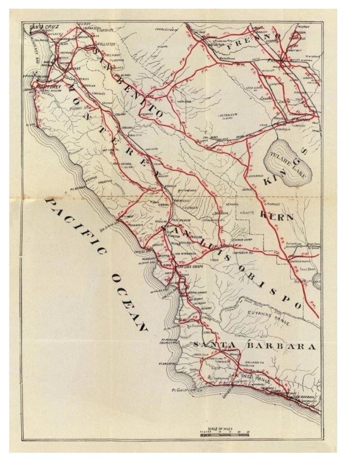 "San Benito, Fresno, Monterey, San Luis Obispo, Kings, Kern" Paper Art, 18"x24"