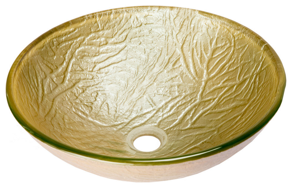 Eden Bath EB_GS74 Champagne Embossed Round Glass Vessel Sink