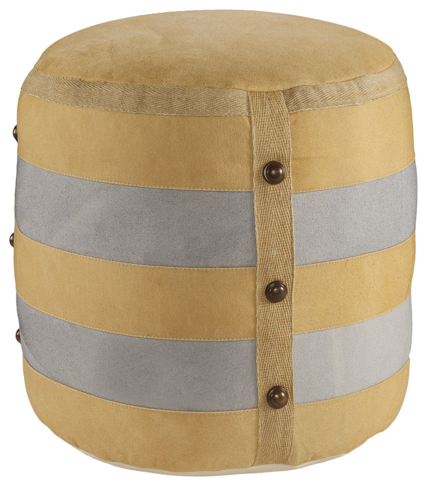 Rustic Farmhouse Striped Pouf