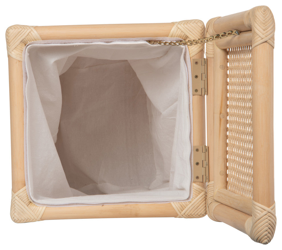 Rattan Cane Clothes Hamper, Laundry Basket, Removable Liner, Lid, 1 Load