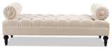 Lewis 60" Tufted Bolster Arm Entryway Bench, Sky Neutral Beige Polyester