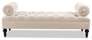 Lewis 60" Tufted Bolster Arm Entryway Bench, Sky Neutral Beige Polyester