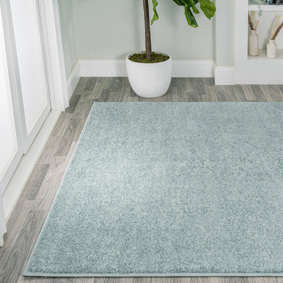 Haze Solid Low-Pile Runner Rug, Light Blue, 3 X 5