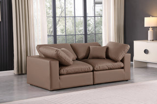 Comfy Upholstered Modular Sofa, Brown, 2-Piece: 2 Corner Chair, Vegan Leather