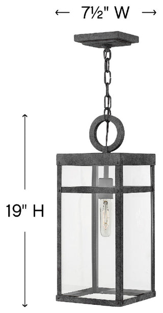 Hinkley Porter Medium Hanging Lantern, Aged Zinc