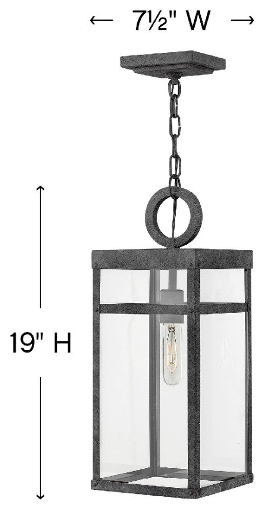 Hinkley Porter Medium Hanging Lantern, Aged Zinc