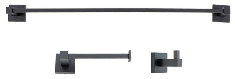 Italia Trieste Series 3 Piece Matte Black Bathroom Accessory Set