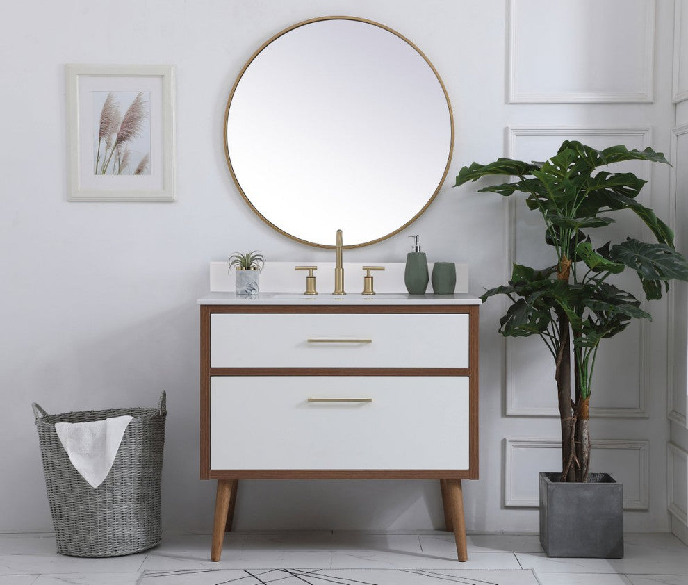 Bella 36" Bathroom Vanity, White With Backsplash