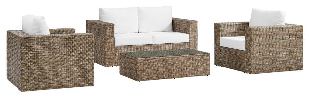 Convene Outdoor Patio Outdoor Patio 4-Piece Furniture Set, Cappuccino White