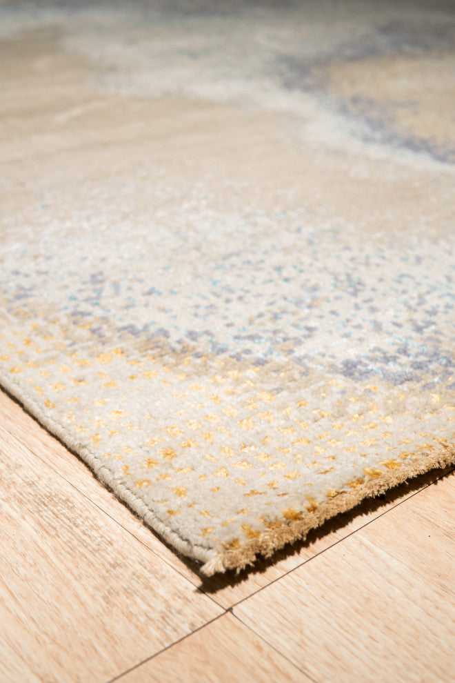Hand-Knotted Wool Gray Silver Transitional Abstract Traditional Knot Rug, 7'10 X 10'