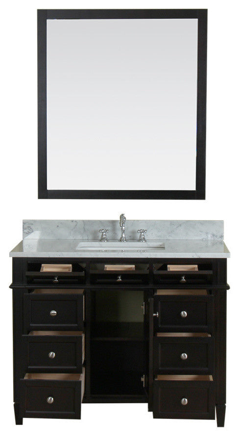 Samantha 42" Bathroom Vanity With Carrera Marble Top and Mirror