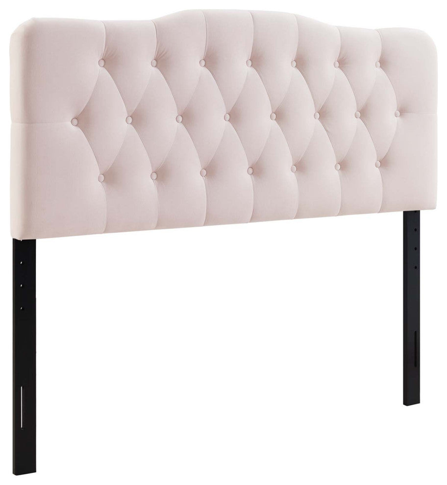 Annabel Full Diamond Tufted Performance Velvet Headboard Pink