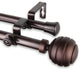 Olga Double Curtain Rod 3/4" Dia. 66-120", Cocoa