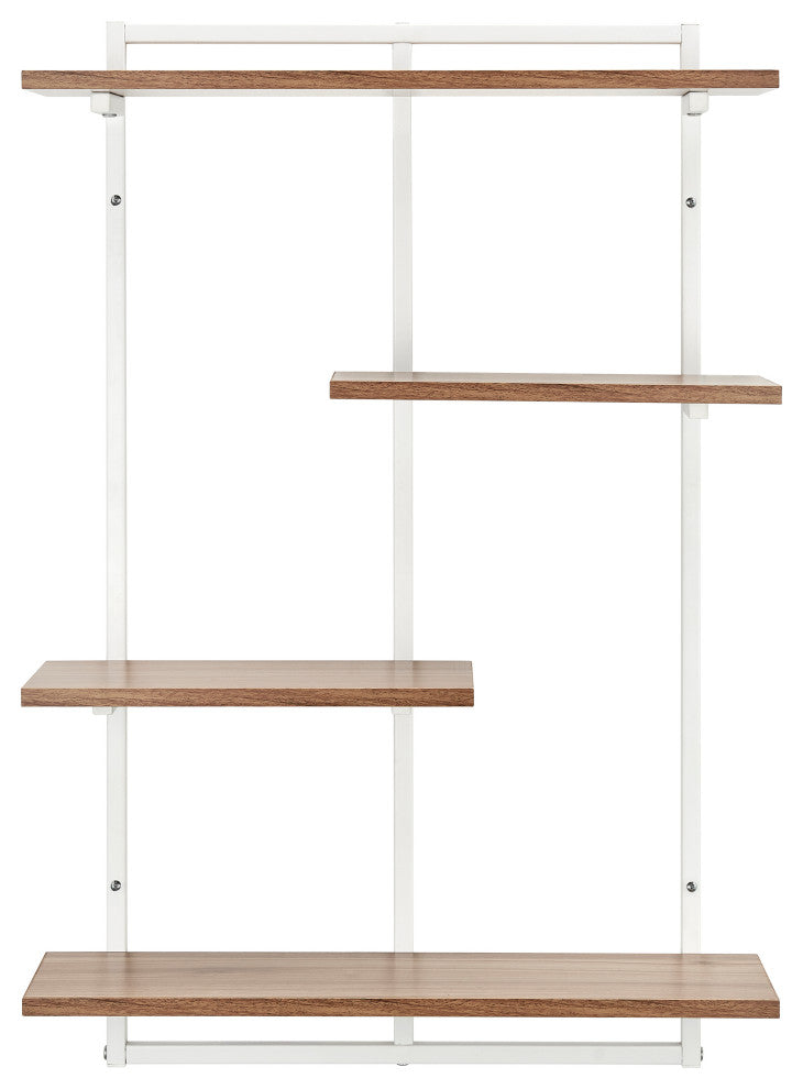 Rhodes 4 Tier Modern Floating Windowsill Shelf With, White/Light Walnut