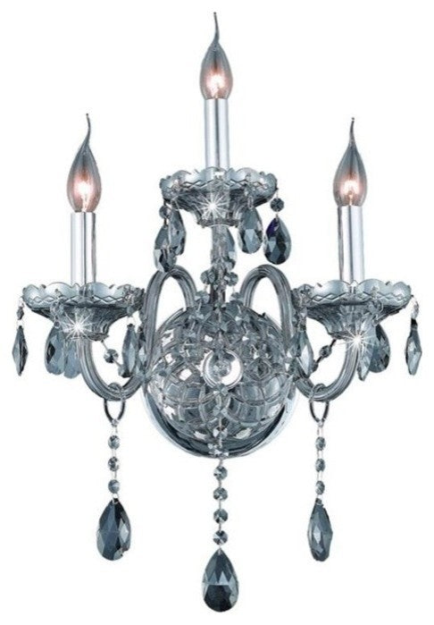 Elegant Verona Wall Sconce, Silver Shade Finish With Royal Cut Crystal