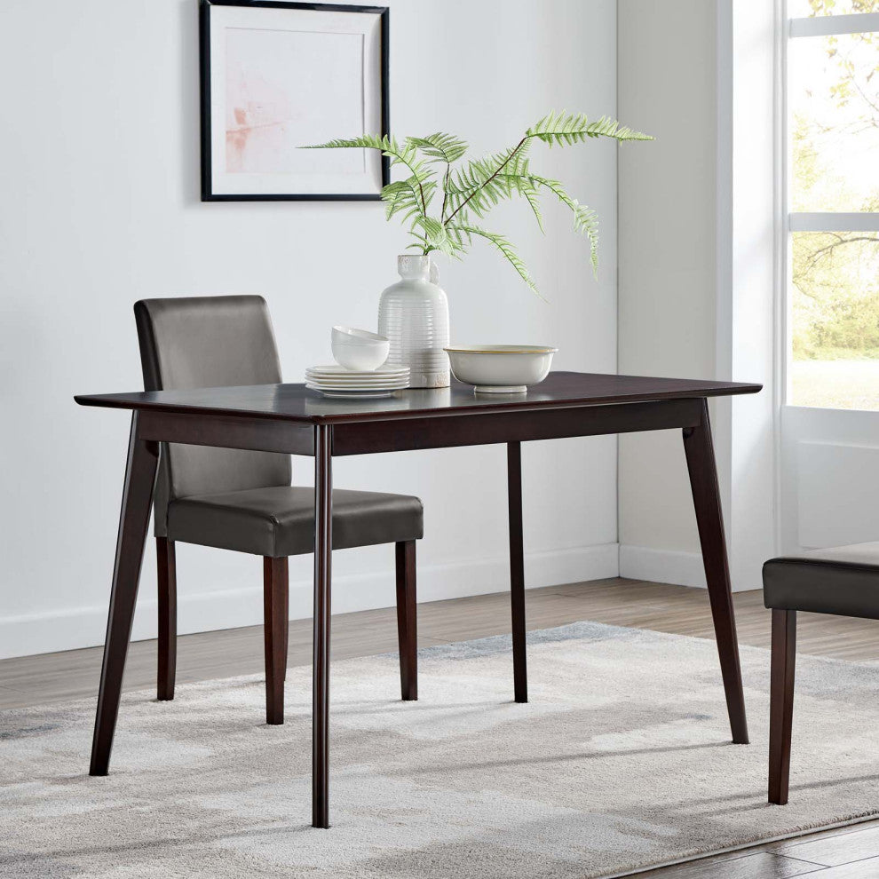 Dining Table, Rectangular, Wood, Drak Brown, Modern, Cafe Bistro Restaurant