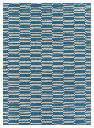 Davin Contemporary Area Rug, Aqua and Cream, 5'x7'