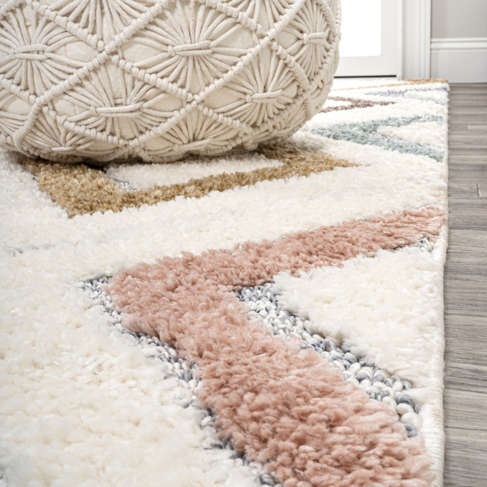 Amira Diamond Tribal High-Low Multi/Cream 8'x10' Area Rug