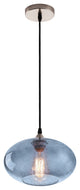 Modern 1-Light Blue Bubble Glass Design Brushed Nickel Pendant Light
