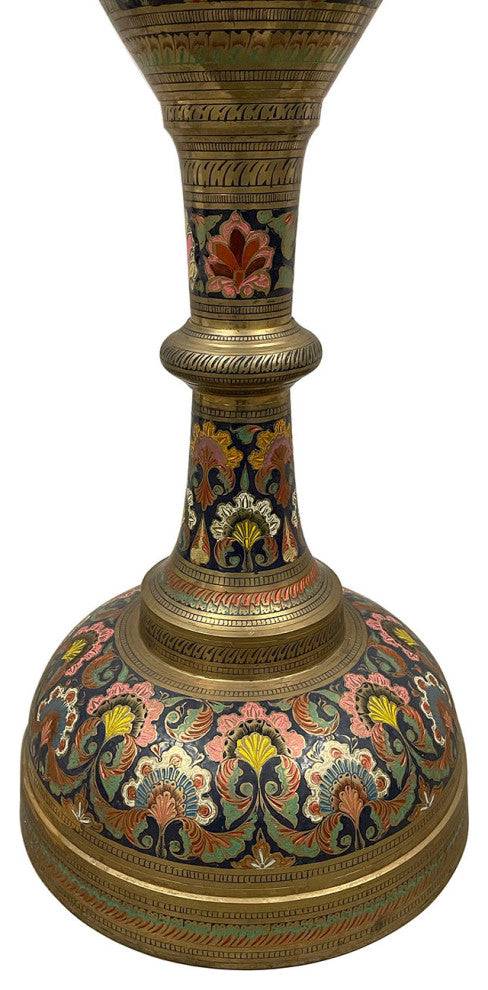 Consigned Early 20th Century Asian Bronze Polychrome Enameled Floor Vase