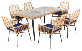 Safavieh Beson 7Pc Dining Set, Brown / Navy