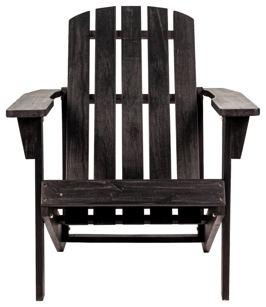 Westport Outdoor Patio Traditional Acacia Wood Adirondack Chair, Black