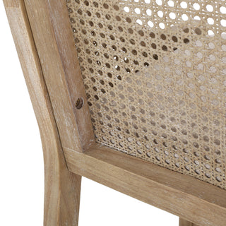 Oneida Rustic Fabric Upholstered Wood and Cane 30 inch Barstools, Set of 2, Beige