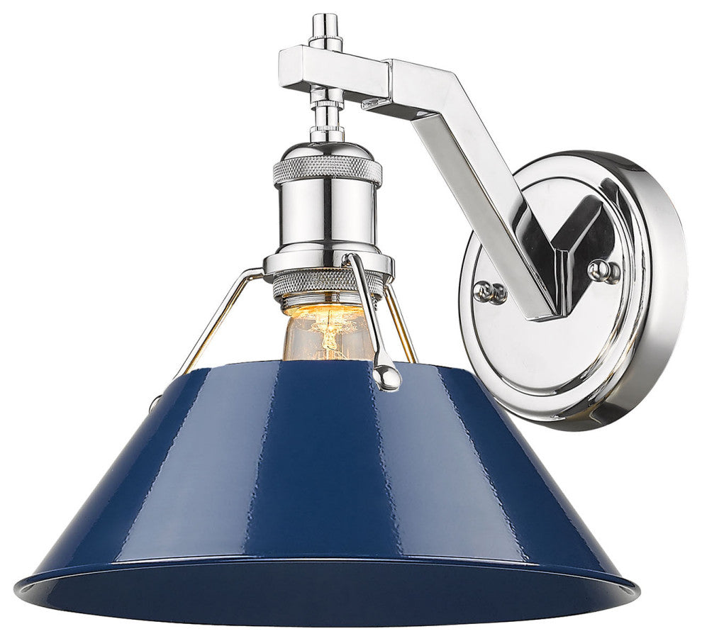 Golden Lighting 3306-1W CH Orwell 10" Tall Wall Sconce - Chrome / Pine Green