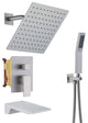 10inch Wall Mounted Shower System with Handheld Shower and Tub Spout, Brushed Nickel