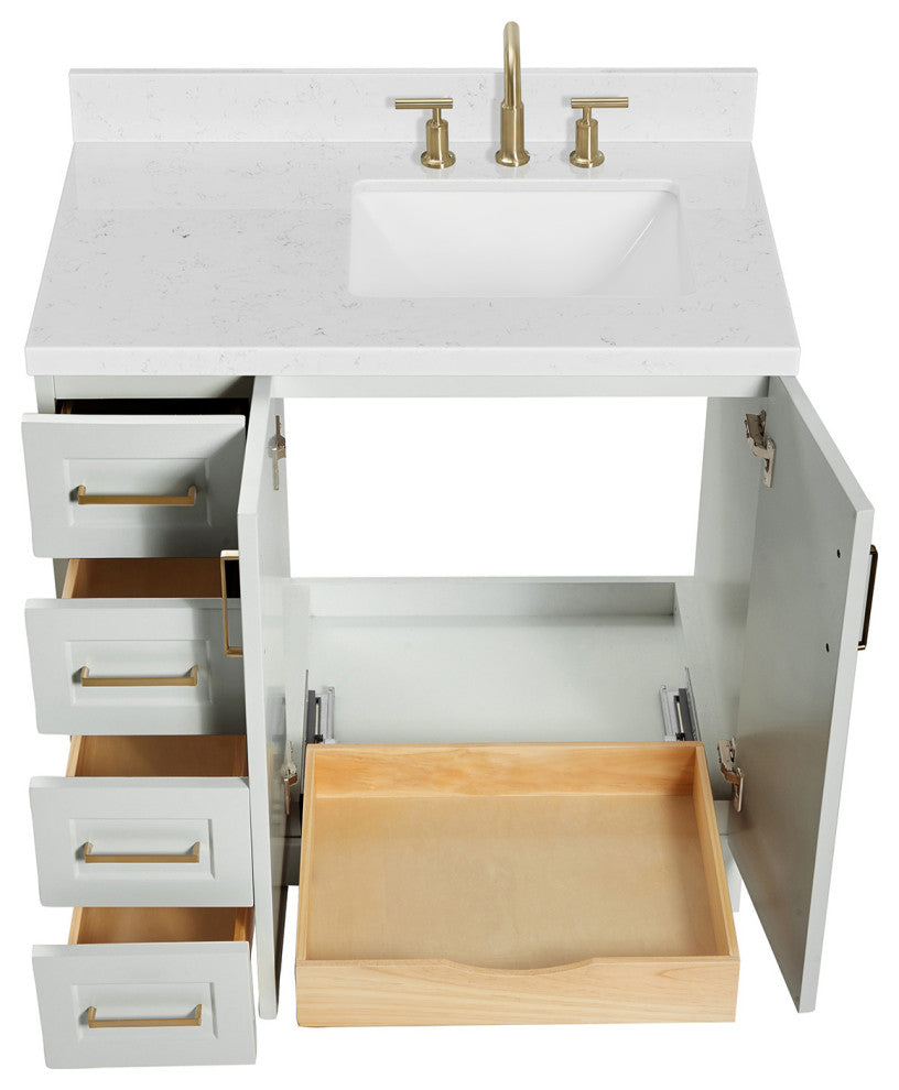 Ariel Taylor 36" Right Offset Single Rectangular Sink Bathroom Vanity
