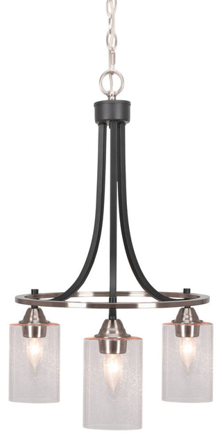 Paramount 3-Light Chandelier, Matte Black & Brushed Nickel, 4" Clear Bubble