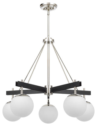 Allie 5-Lt Chandelier - Black/Polished Nickel