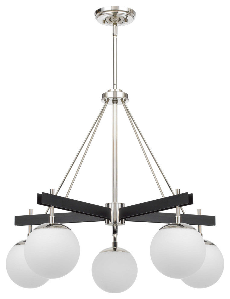 Allie 5-Lt Chandelier - Black/Polished Nickel