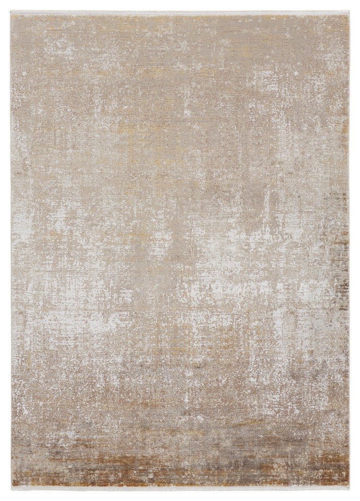 Weave & Wander Lindstra Rug, Taupe/Gold/Ivory, 4ft-10in x 7ft-10in Rug