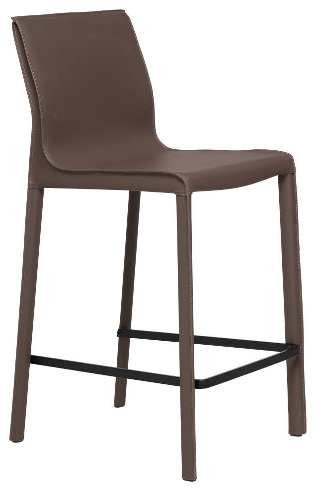Elite Living Stan Leather 26" Counter Height Bar Stool, Mink Brown