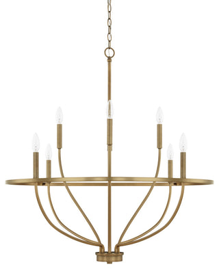 Capital Lighting 428581 Greyson 8 Light 34"W Taper Candle - Aged Brass