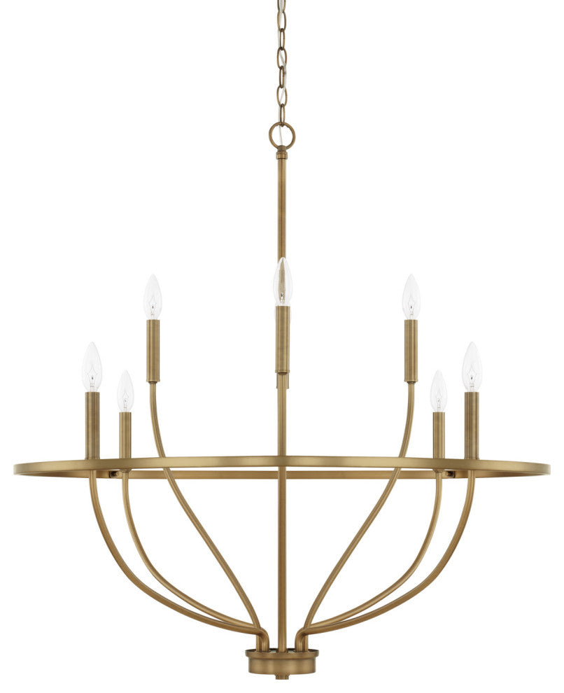 Capital Lighting 428581 Greyson 8 Light 34"W Taper Candle - Aged Brass