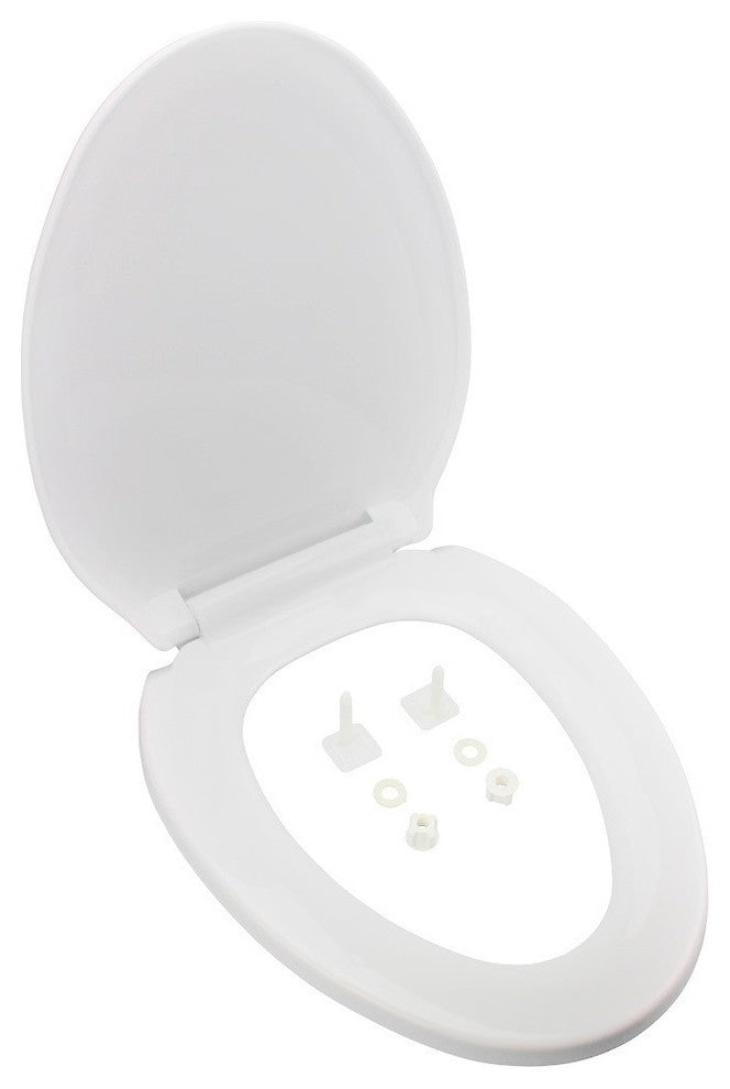 White Elongated Plastic Toilet Seat No Slam Slow Close Toilet Seat Lid Bumpers