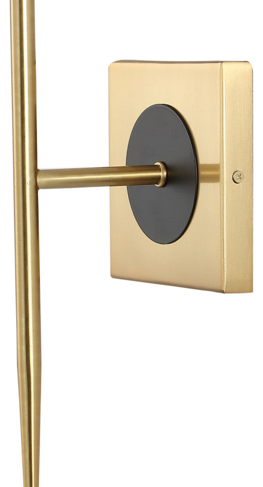 Sylvie 6" 1-Light Coastal French Country Iron LED Sconce, Brass Gold/White