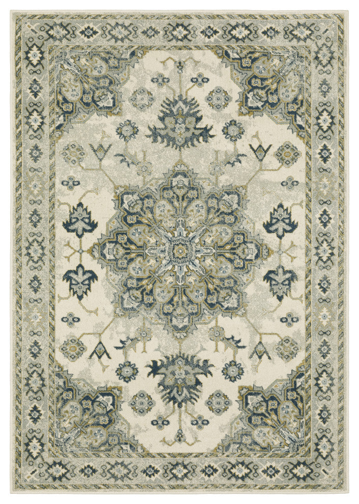 Branson Br04B Ivory/Blue 3'3"x5' Rug