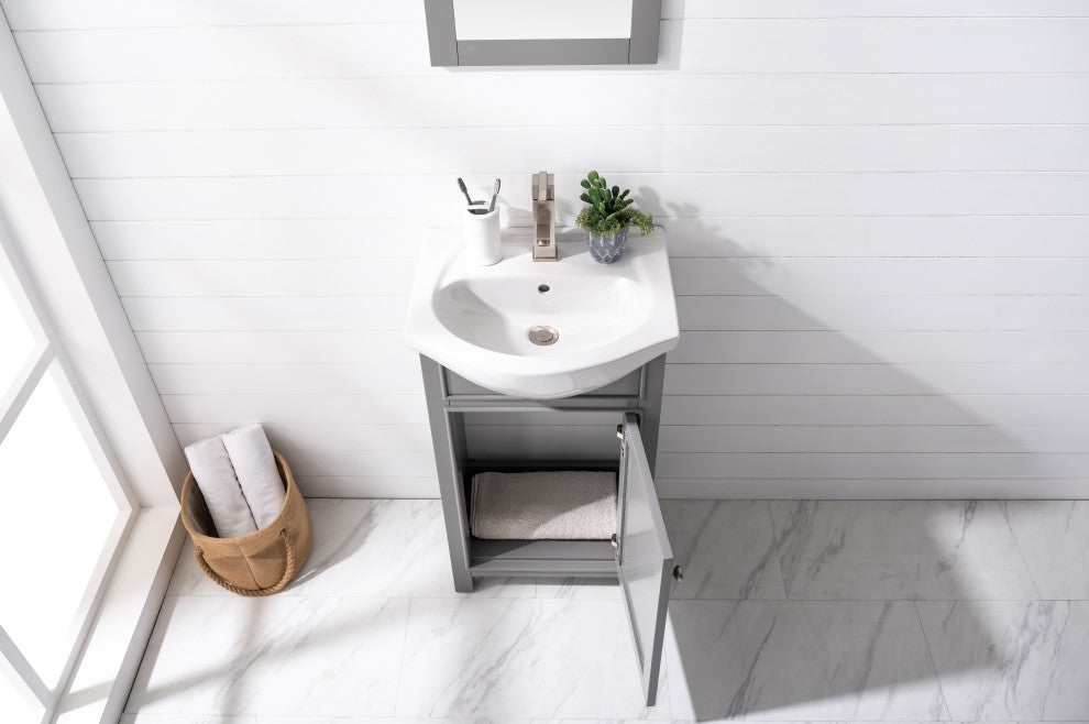 Design Element Marian 24" Transitional Single Sink Vanity, Gray