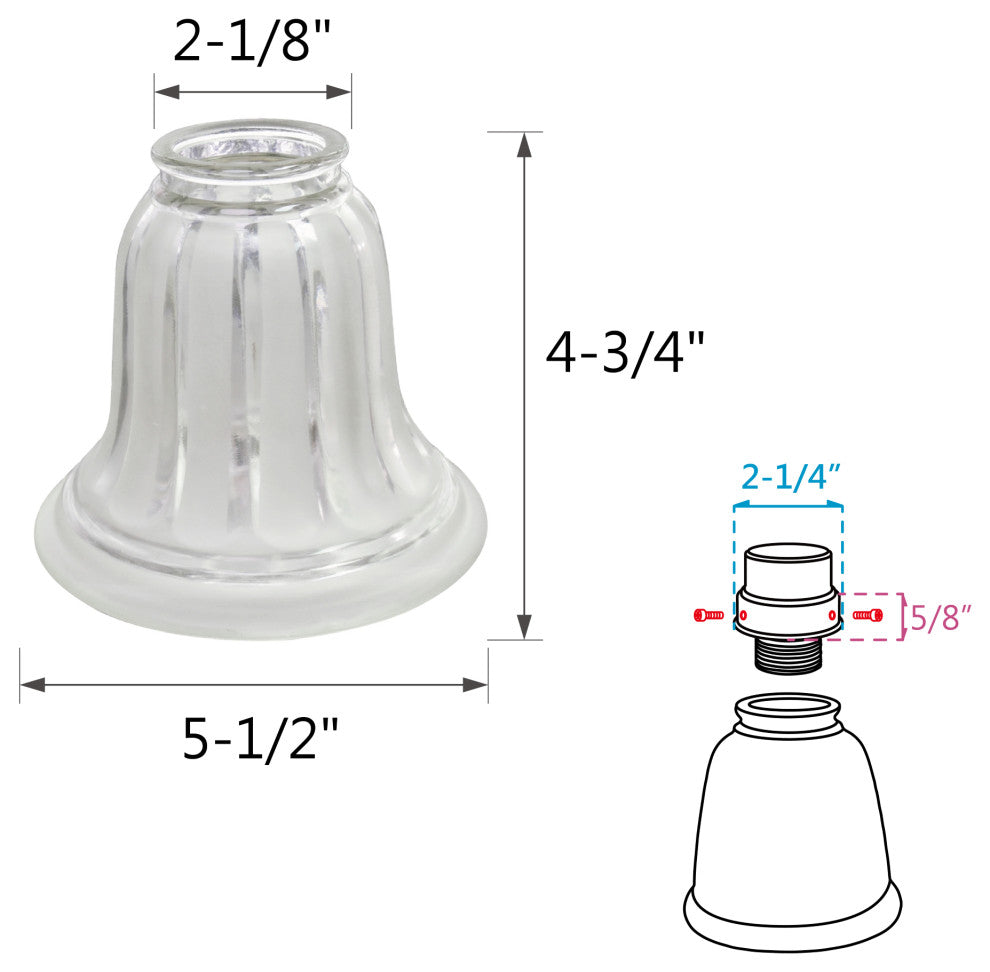 23082-4 Replacement Clear & Sandblasted Ceiling Fan Glsss Shade, 4 Pack.