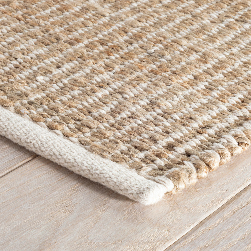 Dash & Albert Gridwork Ivory Handwoven Jute Rug, Ivory, Runner-2'6" x 8'