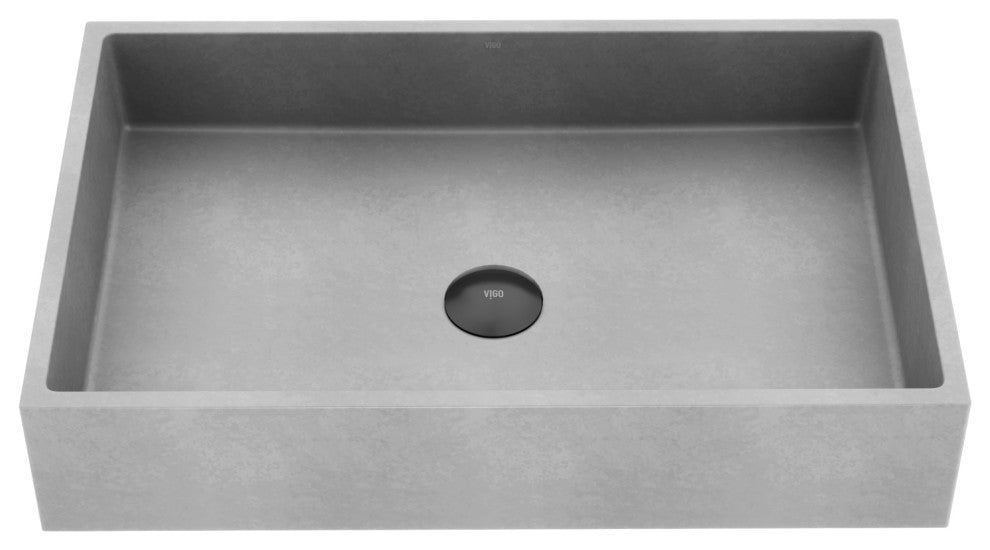 VIGO Orvieto 24"L x 15"W x 5"H Concreto Stone Rectangular Bathroom Vessel Sink