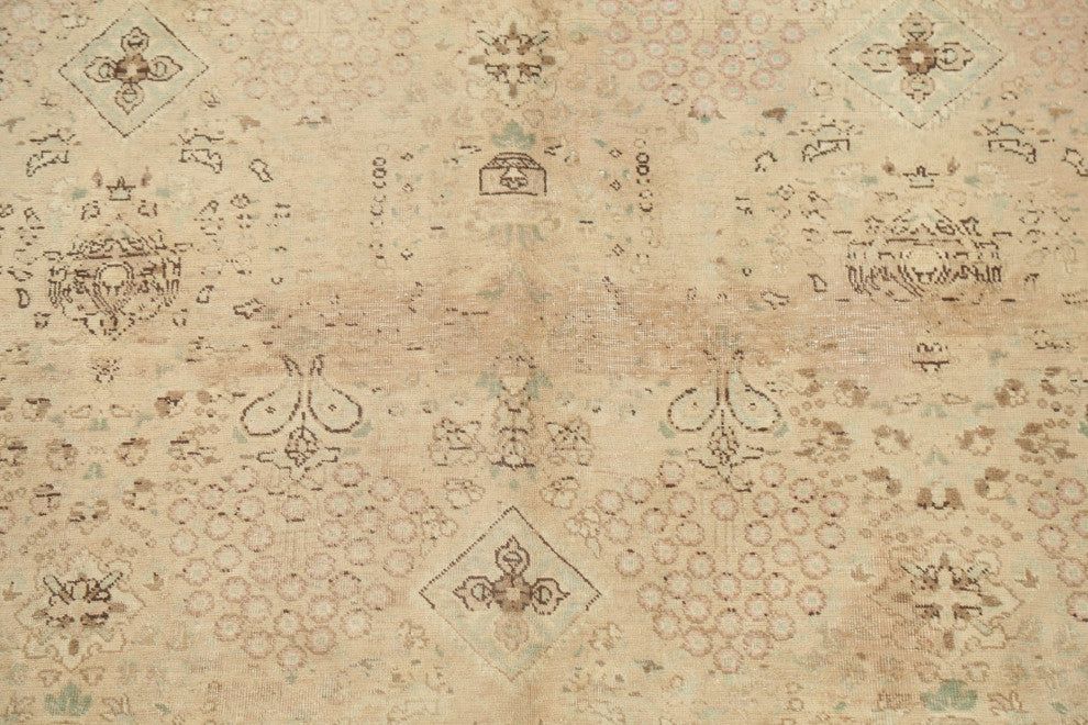 Consigned, Vintage Distressed Traditional Handmade Persian Area Rug, Brown, 7x10