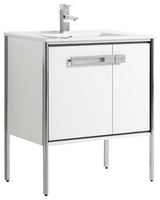 Oakville Bath Vanity, Ceramic Sink, White Matte, 30 Inch, Chrome Hardware