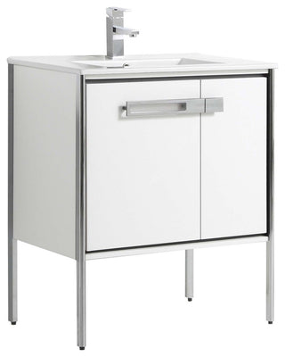 Oakville Bath Vanity, Ceramic Sink, White Matte, 30 Inch, Chrome Hardware