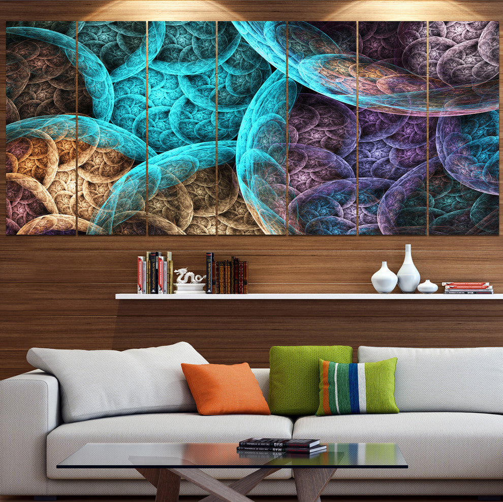 Colorful Dramatic Clouds, Abstract Art on Canvas, 83"x32", 7 Panels